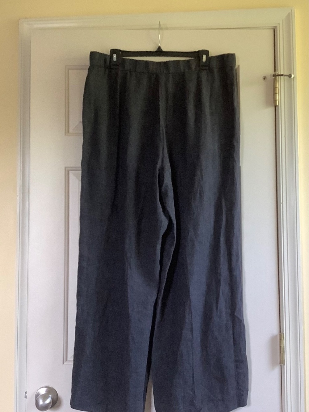 EILEEN FISHER Washed Organic Linen Délavé Trouser Pant Graphite SZ L - Picture 9 of 16